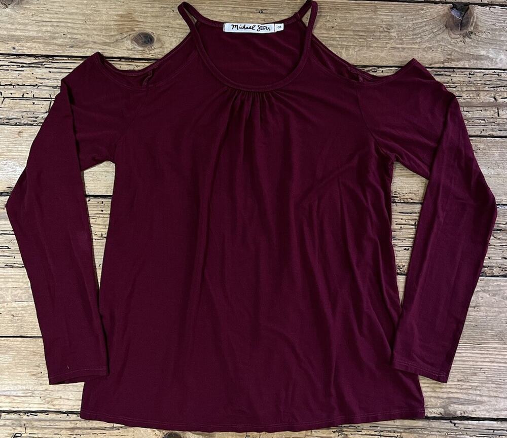 Michael Stars Women’s Shirt Cold Shoulder Top One Size Wine NWOT